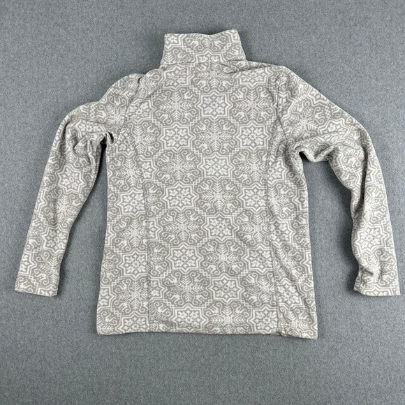 Lands End Women's Fleece Pullover Sweater Snowflake Pattern Gray White Small 6-8 - Picture 9 of 10